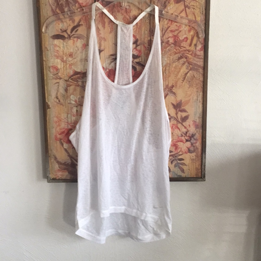 NIKE DRI FIT WHITE SEMI SHEER WORKOUT TANK TOP S